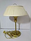 Vintage Fmc Gold Brass Metal With Pleaded Ivory Shade Table Lamp 