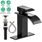 1 2pcs Waterfall Bathroom Basin Sink Faucet Single Handle Hole Vanity Mixer Tap