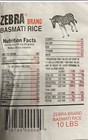 Zebra Basmati Rice  10 Lb 1 Bag  Shipping From Usa         
