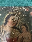 Antique Mexican Retablo Religious Painting On Tin Our Lady Refuge Sinners 10x14