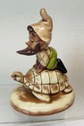 Super Cute Vintage Ceramic Gnome Or Elf Riding Turtle Figurine -souvenir Boulder