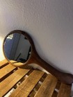 Vintage Mirror Wood Inlay Handheld Vanity Mirror W curved Handle R3s1