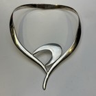 Vintage Taxco Mexico Sterling Silver Modernist Collar Necklace Heavy 87g Torque