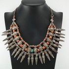 Ethnic Turquoise  Coral  Hollow Dagger Sterling Silver Collar Necklace