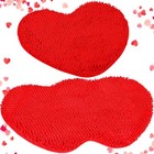  2 Pcs Valentine s Day Rug Red Heart Shaped Bathroom Rug Double Heart Washable 