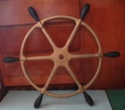 Antique Solid Metal Ship s Wheel 28 5  Wide W Black Metal Grips 7 Lbs 12 Ozs Vg