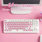 64pcs Long Nail Keyboard Stickers Reusable Pink Letters Protective Desktop Keys