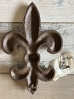 Cast Iron Fleur De Lis Wall Decor Plaque Rustic Victorian Antique Style 8 3 4 In