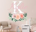 Flowers Custom Name   Initial Wall Decal - Custom Peonies Wall Art Decor Mural