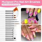 Muiigood 15pcs White Nail Art Brushes Set Pen Designer White-15pcs