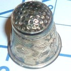 Vintage Sterling Silver Thimble Embossed Floral Border Pattern Sewing Notion