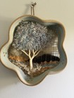 Vintage Handmade Fiber Art Wall Hanging Pottery Frame Tree Landscape 12    Decor