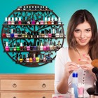 Wall Mounted 5 Tier Nail Polish Rack Holder Tree Silhouette Round Metal Salon