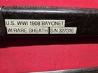 U s  Springfield S a  1908 Wwi Bayonet W  R i a  1910 Sheath  Note Damage Tip 
