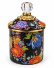 Mackenzie Childs Black Flower Market Enamel -  7  Lidded Canister