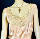 Lucisous Bias 1930s Pale Peach  Tea Rose Silk  Lace Negligee  Nightgown   L - Xl