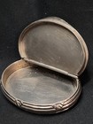 Antique Silver Metal Oval Snuff Box Trinket Box Early 1900s Unbranded 