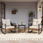3-piece Rocking Bistro Set  Outdoor Patio Furniture With 2-tier Coffee Table