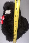 Real Alpaca Fur  Plush Llama Toy Animal Figure 9     Red White Scarf Black Fur