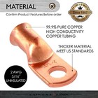 10pcs 2 Ga Awg 5 16  Copper Wire Ring  terminal  crimp Battery Welding Cable Lug