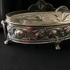 Vintage Crystal Jardiniere Bowl Bronze Silver Plated France Style Collectible