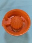 Gemco 2 Cup Glass Hand Juicer With Orange Plastic Top Vintage Citrus Reamer