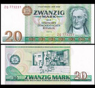 1975 Germany Democratic Republic 20 Mark P 29 Unc New Banknote