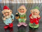 Vintage Chalkware Hangable Gnome 4  Figurines Dwarf Elf Ornaments - Japan
