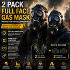2 Pack Full Face Gas Mask Respirator Nbc Filter Survival Prepper W  Filter