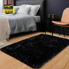 Small Black Area Rug 2x3 Fluffy Shaggy Rug For Bedroom  Soft Indoor Floor Throw