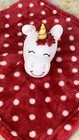 Baby Red Unicorn Lovey Security Blanket Hb Hudson White Polka Dots 14x14 Plush