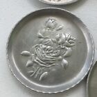 Mcm Vtg Vintage Set Of 6 Aluminum Floral Roses Coasters 3   