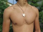 Hawaii Jewelry Flower Buffalo Bone Carved Pendant Necklace choker