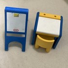 Vintage Little Tikes Dollhouse Art Desk Chair Easel Miniature Blue