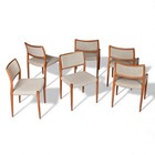 Set Of 6 Original J l  M  ller Model 80 Danish Teak Dining Chairs