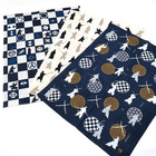 Japanese Samurai Handkerchief Set     3 Design Cotton Tenugui Hanks    made In Japan