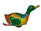 Vtg 1960 s Antique Inakita Tin Plate Wind Up Walking Swimming Duck Japan Works 