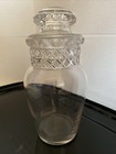 Antique Tiffin Dakota Apothecary Jar With Lid   Diamond Cut Neck Clear Glass 10   