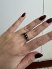 Sterling Silver 925 Black Striped Band Ring Signed Size 5 25