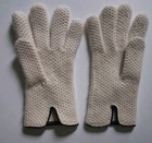 Vintage Portolano Cream Cashmere Knit Gloves Honeycomb Stitch Vent Cuff