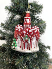 Peppermint Theme House Ornament  Red   White  5  T  Blown Glass  Regency Nwt