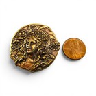 Vintage Flower Hair Lady Art Nouveau Brass Pin Antique Brooch French Casting
