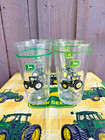 John Deere 16oz Glasses   Set Of 4   Farm Tractor Drinking Tumblers   Vintage