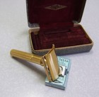 Vintage Gillette 1940 Gold Tech In Tweed Case De Safety Razor Nice Clean