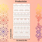8-piece Flower Border Stencils - Ornate Mandala Stencils For Painting On Wood  C