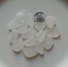 15 Frosty White Clear Sea Glass Pebble Med Pcs  Genuine Surf Tumbled  Jq  Nyc 