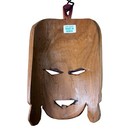 Kenya Hand Carved Wooden Tribal Mask Brown African Wall Art Vintage Boho Decor