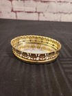 Filigree Brass Oval 4in Mirror Vanity Tray Mid-century Vintage