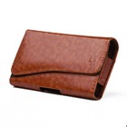 For Xl Large Phones - Brown Pu Leather Pouch Holder Belt Clip Holster Cover Case