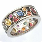 925 Sterling Silver Multicolor Garnet Amethyst Wedding Engagement Ring Size 9